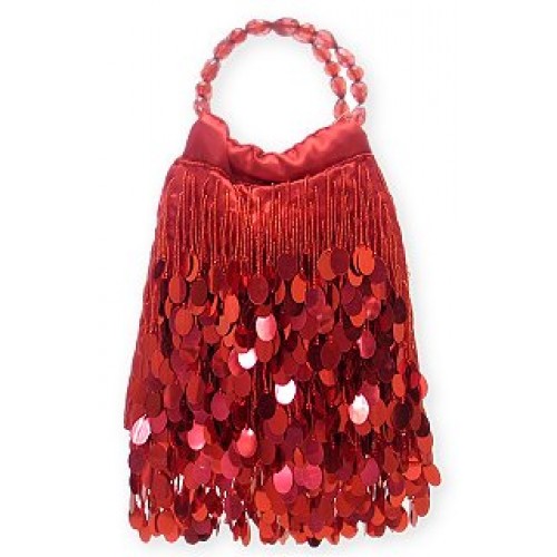 Evening Bag - Dangling Sequined & Beaded – Red – BG-80085RD